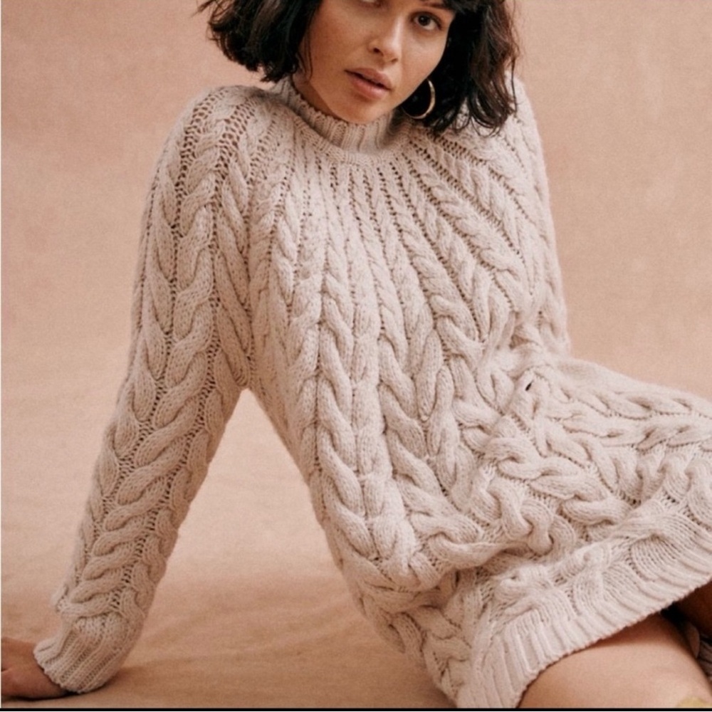 Sezane 100% Merino Wool Natural Drew Sweater Dress - Picture 2 of 11